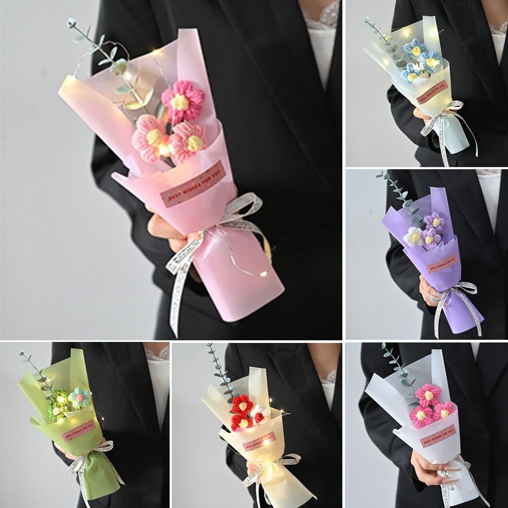 Photography Lighting Simulation - Knitted Crochet Flowers Bouquet LED Lights