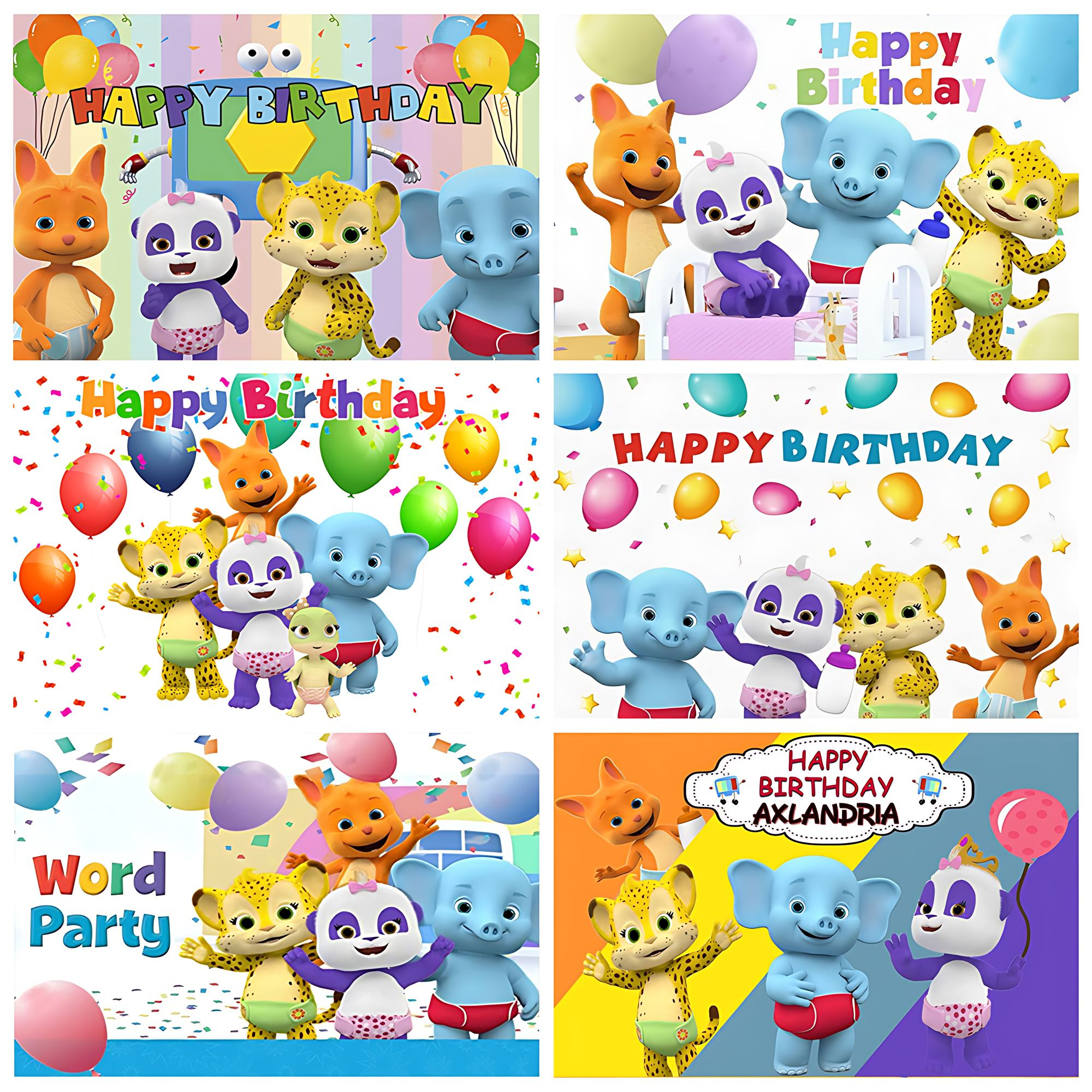 Photography Lighting Backdrop - Cartoon Word Party Theme Background Kids