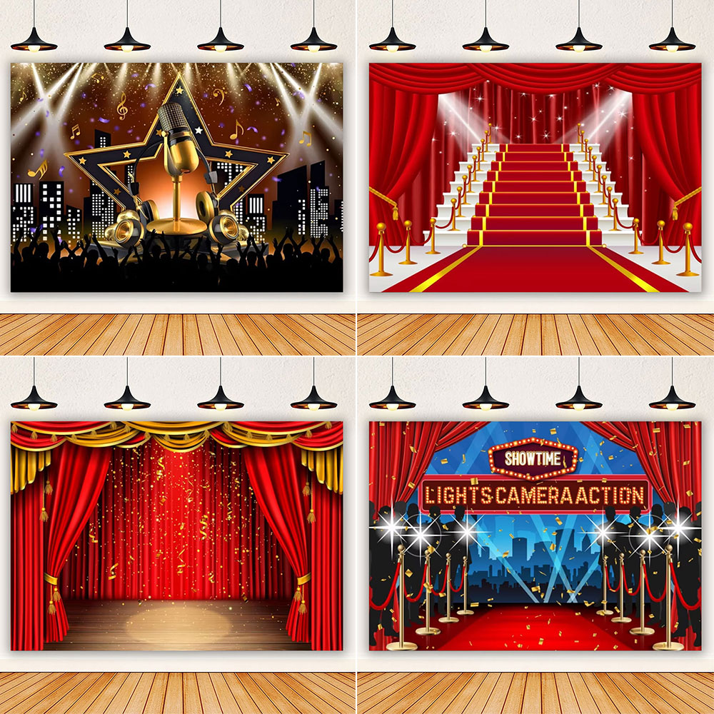Photography Lighting Backdrop - Cinema Movie Night Theme Photography Red