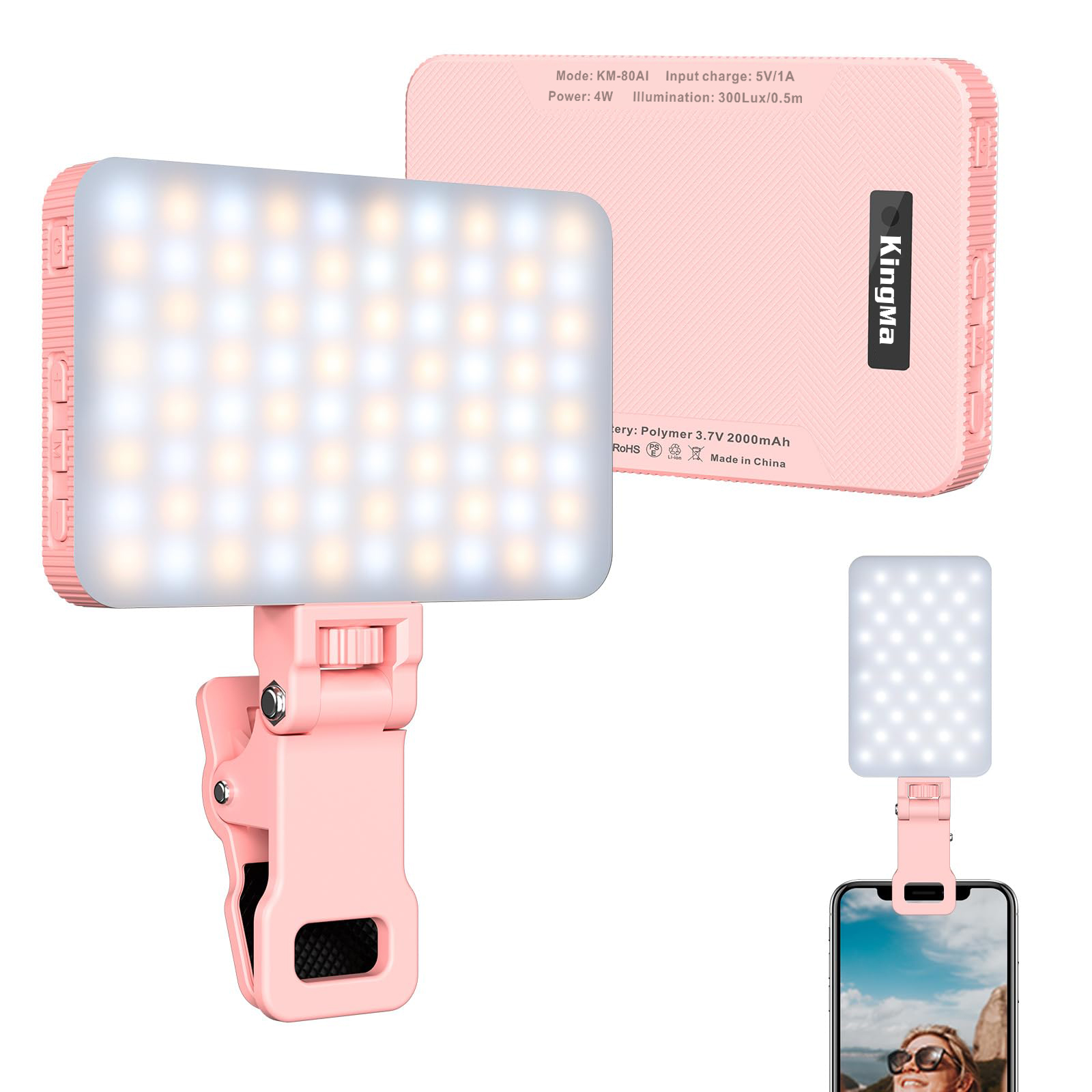 Photography Lighting Spotlight - King Ma Pink Rechargeable Selfie Light