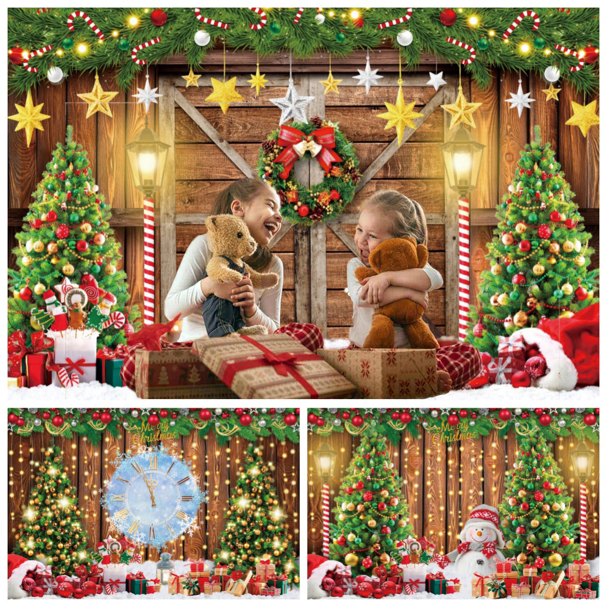 Photography Lighting Board - Winter Christmas Photography Backdrop Wooden Board