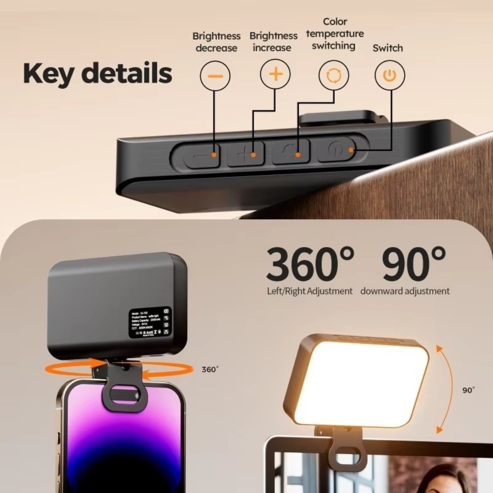 Photography Mobile Lighting - 800/1000mAh LED Selfie Light USB Rechargeable