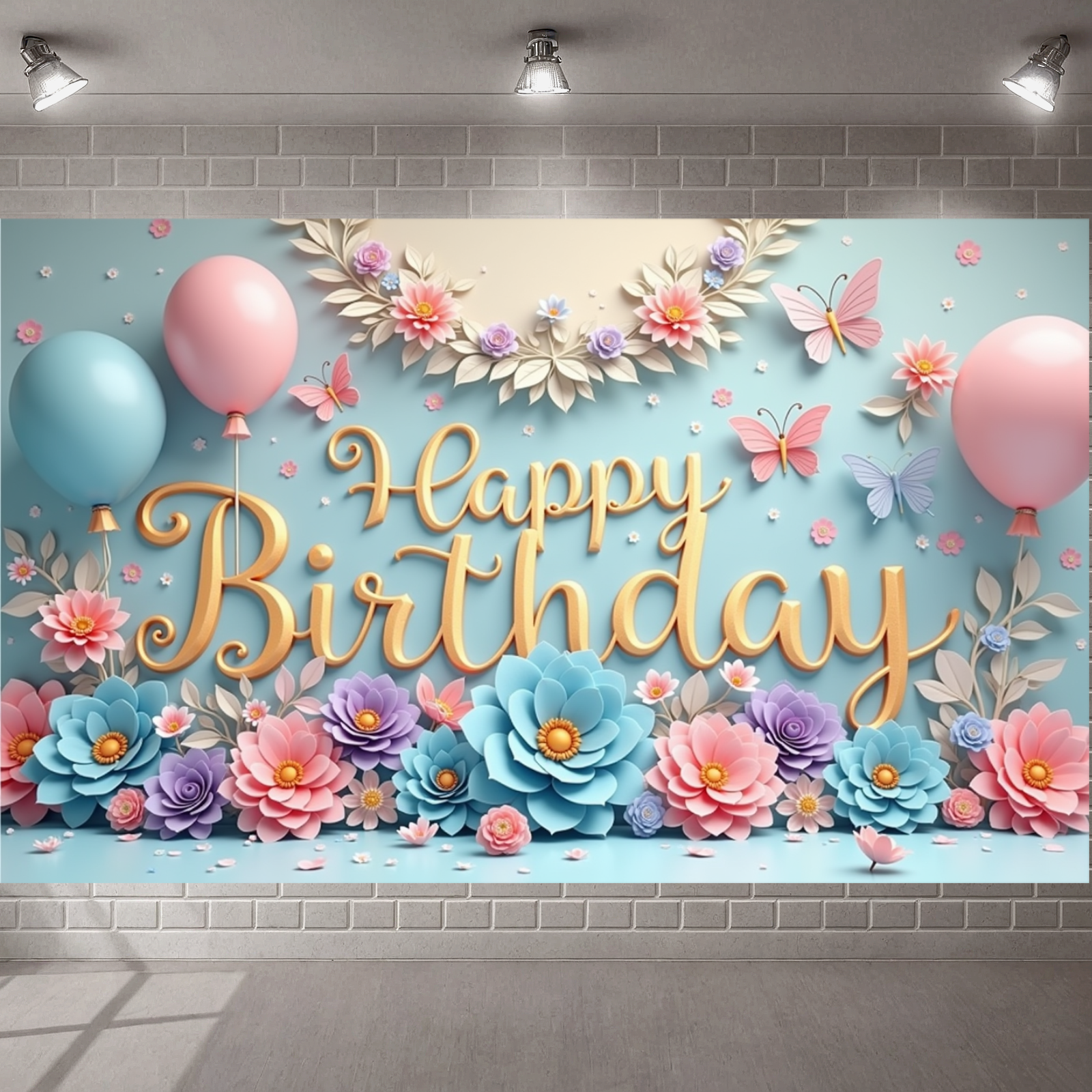 Photography Lighting Backdrop - Floral Theme Banner Butterfly Decor Birthday