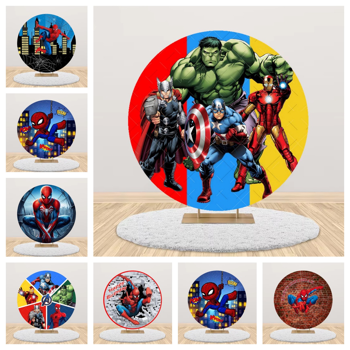 Photography Lighting Backdrop - Avengers Theme Round Backdrop Cover kids