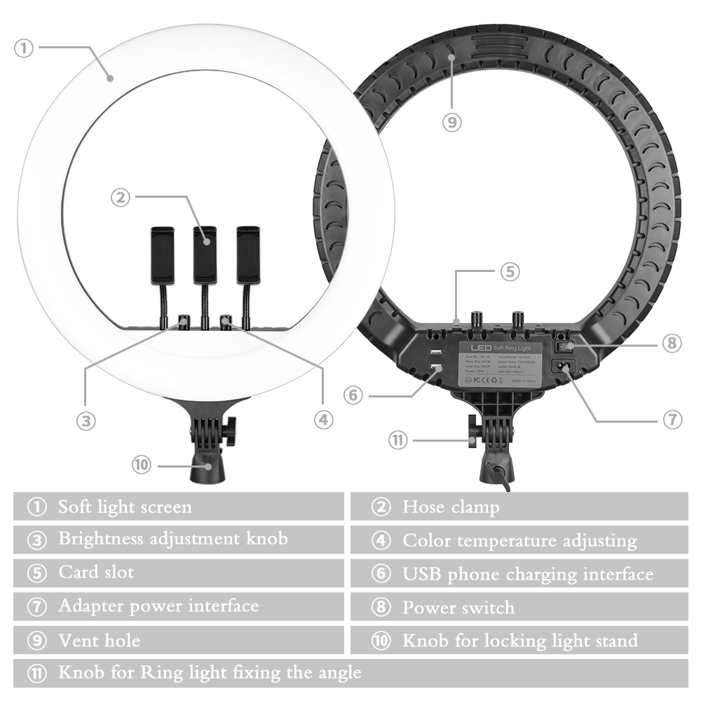 SH 18 Inch Knob Ring Light LED - Photography Lighting Overhead avis et prix