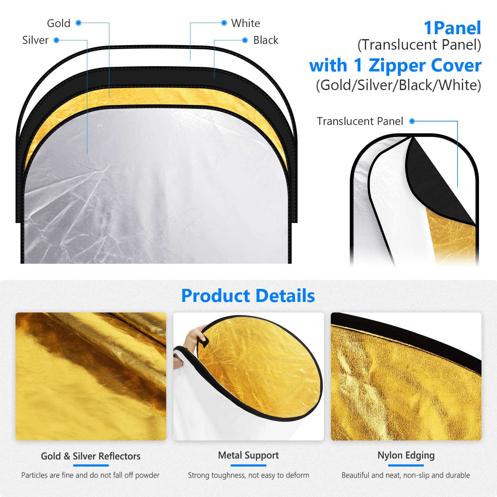 NEEWER Light Reflectors for Ph - Reflector Disc Silver avis et prix