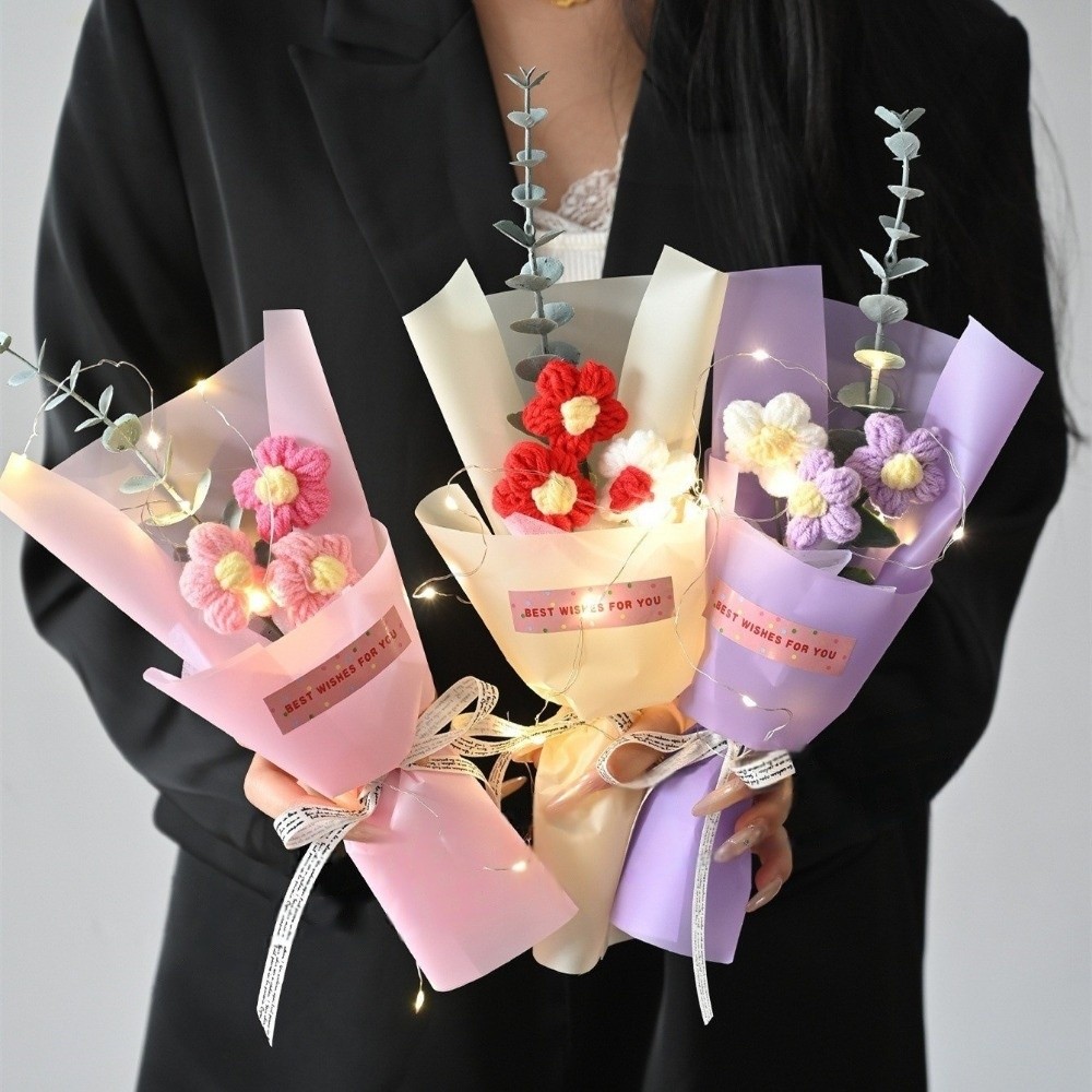 Knitted Crochet Flowers Bouque - Photography Lighting Simulation avis et prix