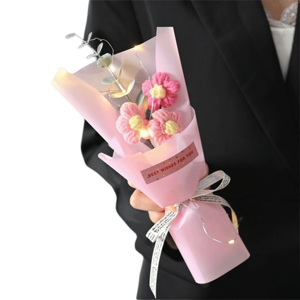Knitted Crochet Flowers Bouque - Photography Lighting Simulation avis et prix
