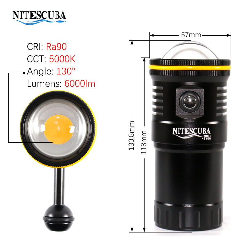 Nitescuba NSV60 LED Diving Vid - Photography Lighting Angles avis et prix