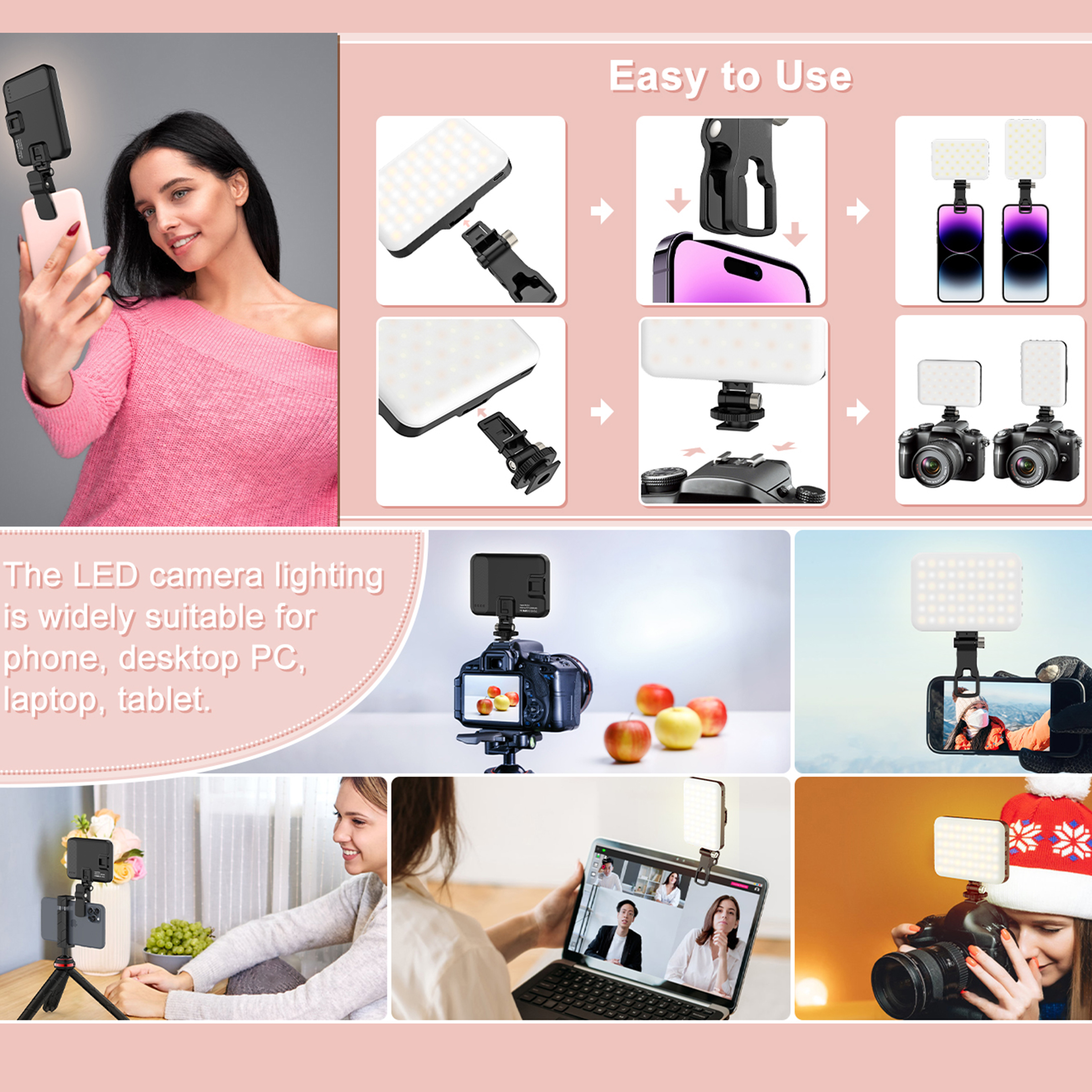 LED Selfie Light 60 High Power - Photography Lighting Spotlight avis et prix