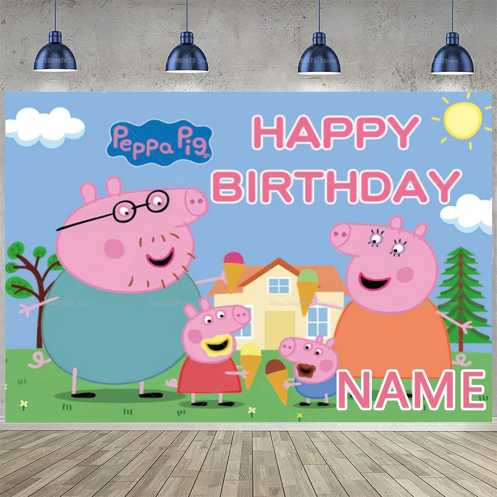 Custom Name Cartoon Peppa Pig  - Photography Lighting Backdrop avis et prix