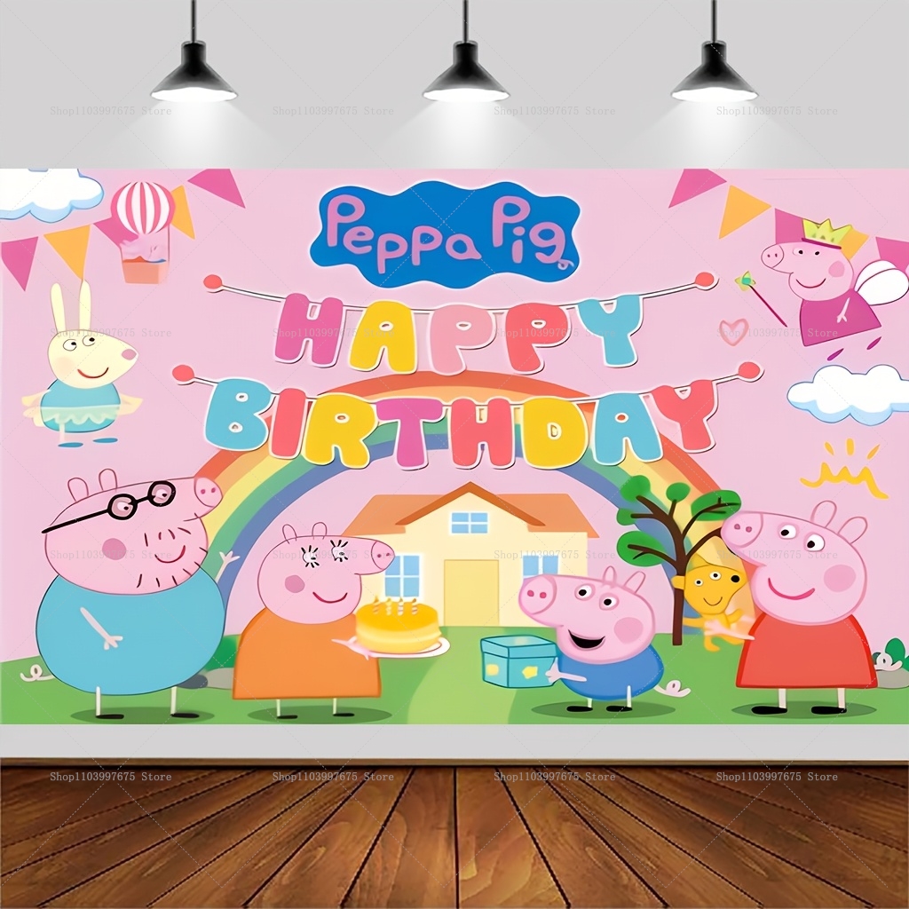 Custom Name Cartoon Peppa Pig  - Photography Lighting Backdrop avis et prix