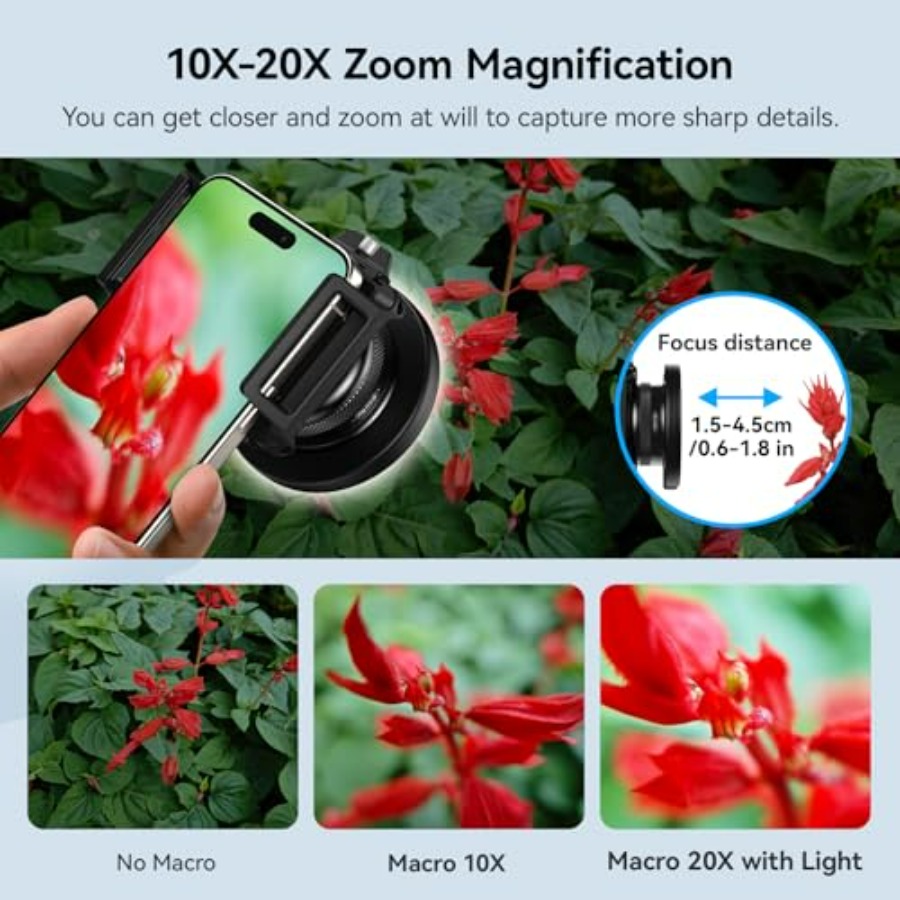 APEXEL 10-20X Macro Lens for i - Photography Lighting Angles avis et prix