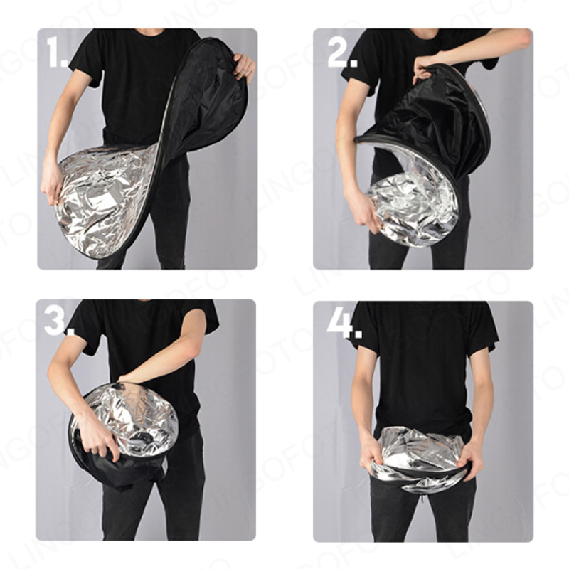 2-in-1 40cm Collapsible Round  - Reflector Disc Silver avis et prix