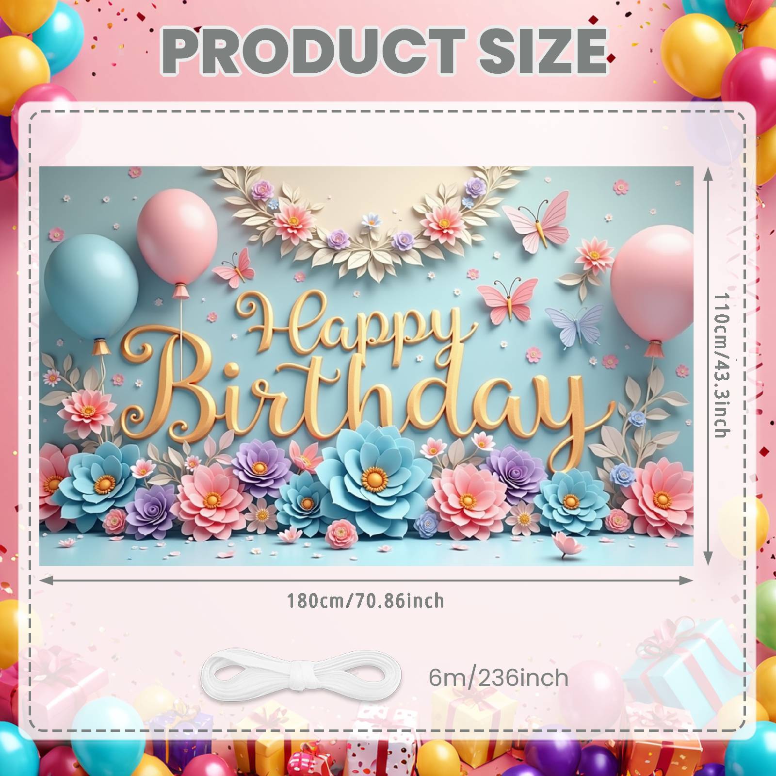 Floral Theme Banner Butterfly  - Photography Lighting Backdrop avis et prix
