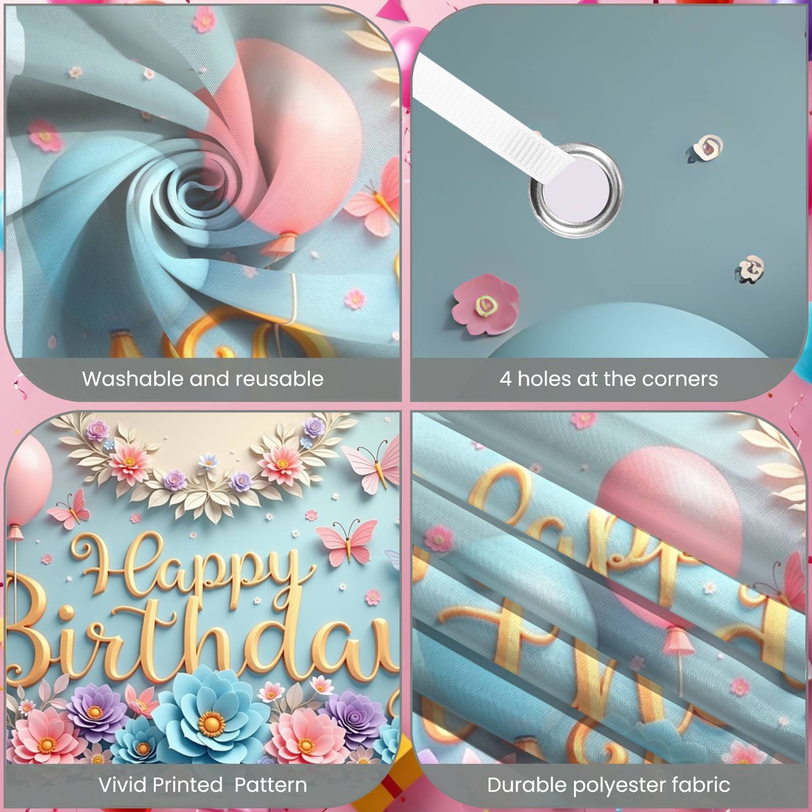 Floral Theme Banner Butterfly  - Photography Lighting Backdrop avis et prix